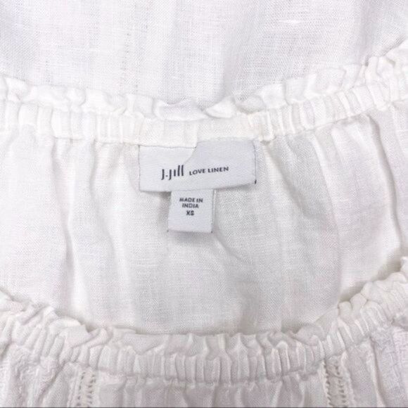 J. Jill Love Linen White Embroidered Peasant Top XS - Picture 10 of 11